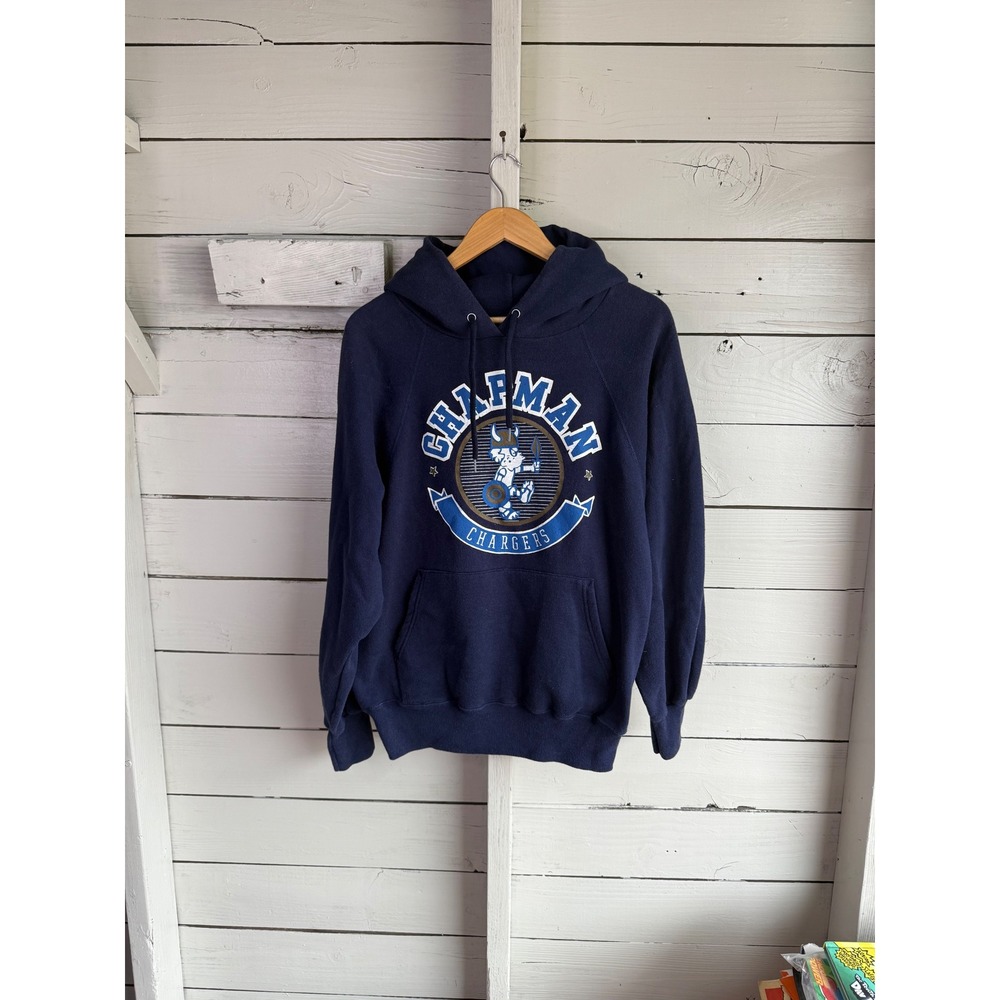 Vintage Ultra Sweats Chapman Chargers Hoodie Navy Blue Raglan Sweatshirt Large